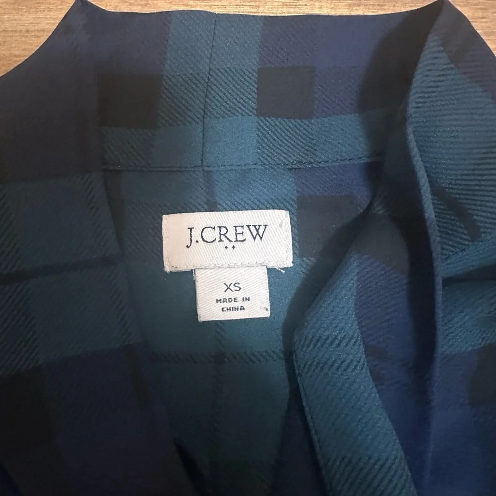 J Crew Women’s Tartan Blouse With Tie XS - Picture 4 of 8
